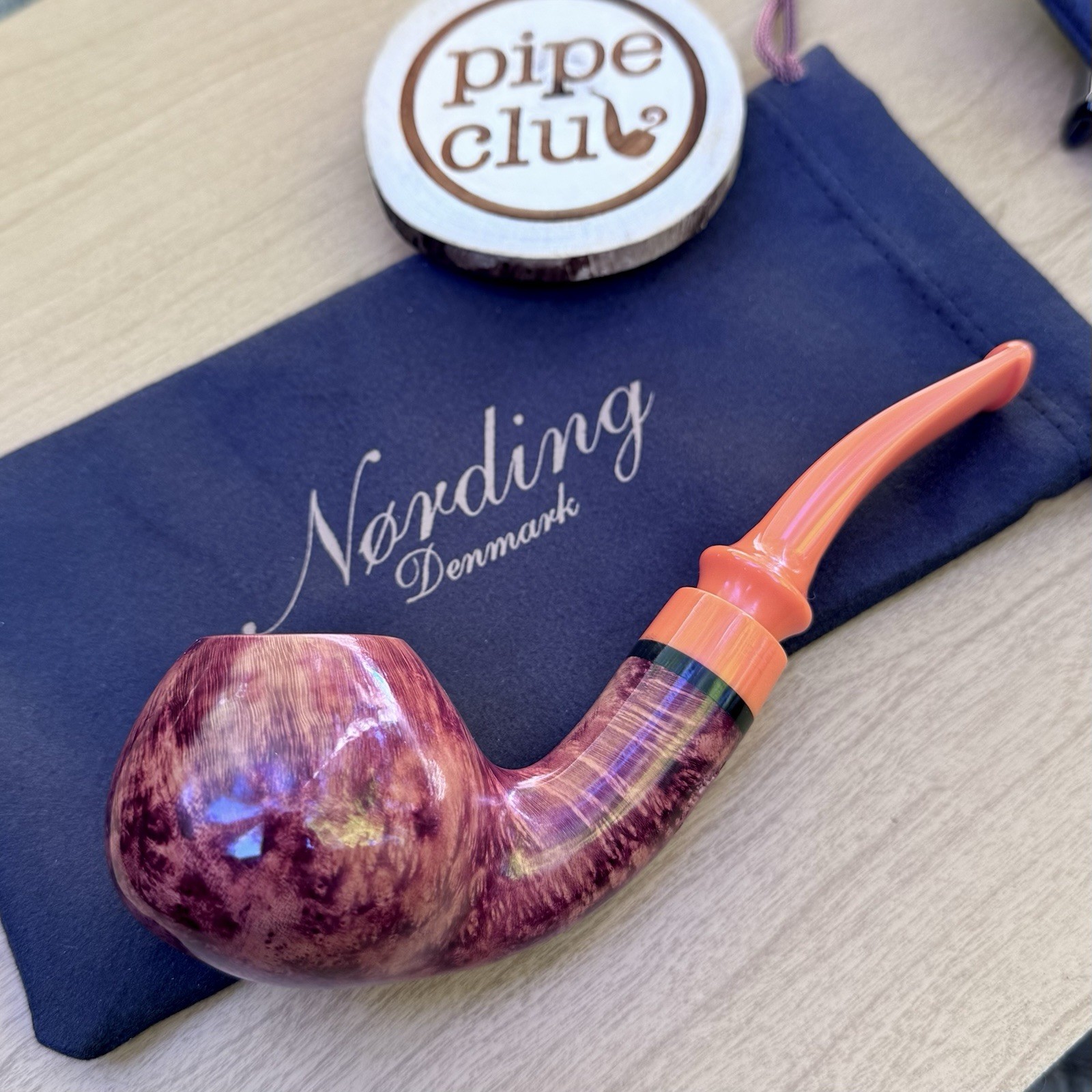 Erik Nording Smooth Apple A Orange Bit Briar Tobacco Pipe Made in Denmark NEW