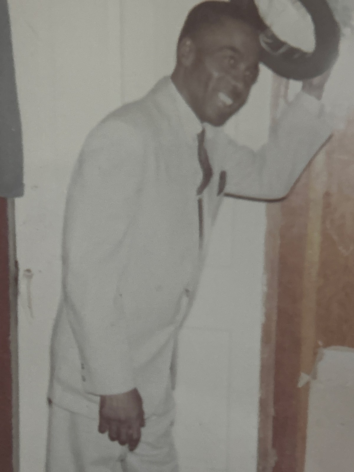 1960s African American Man White Suit Tipping Hat Fashion Black Americana