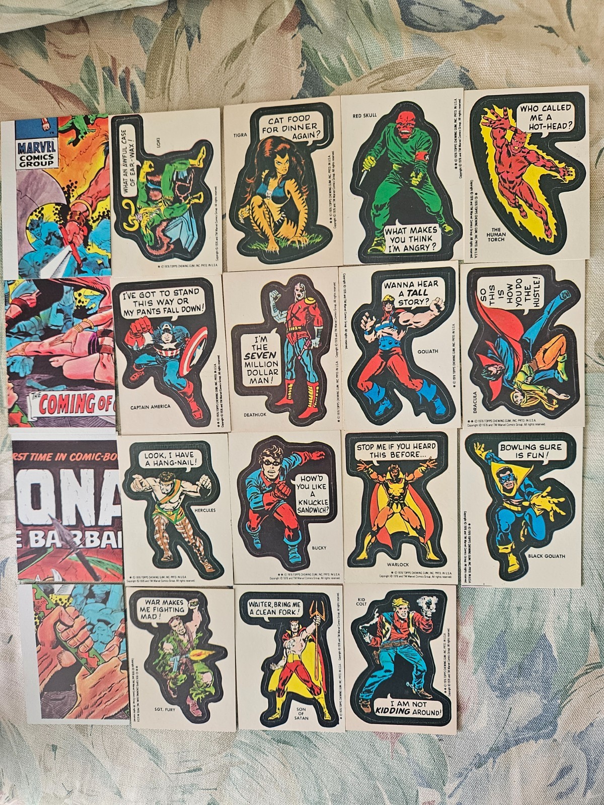lot of 19 different 1976 topps marvel superheroes 15 stickers 4 puzzle cards...