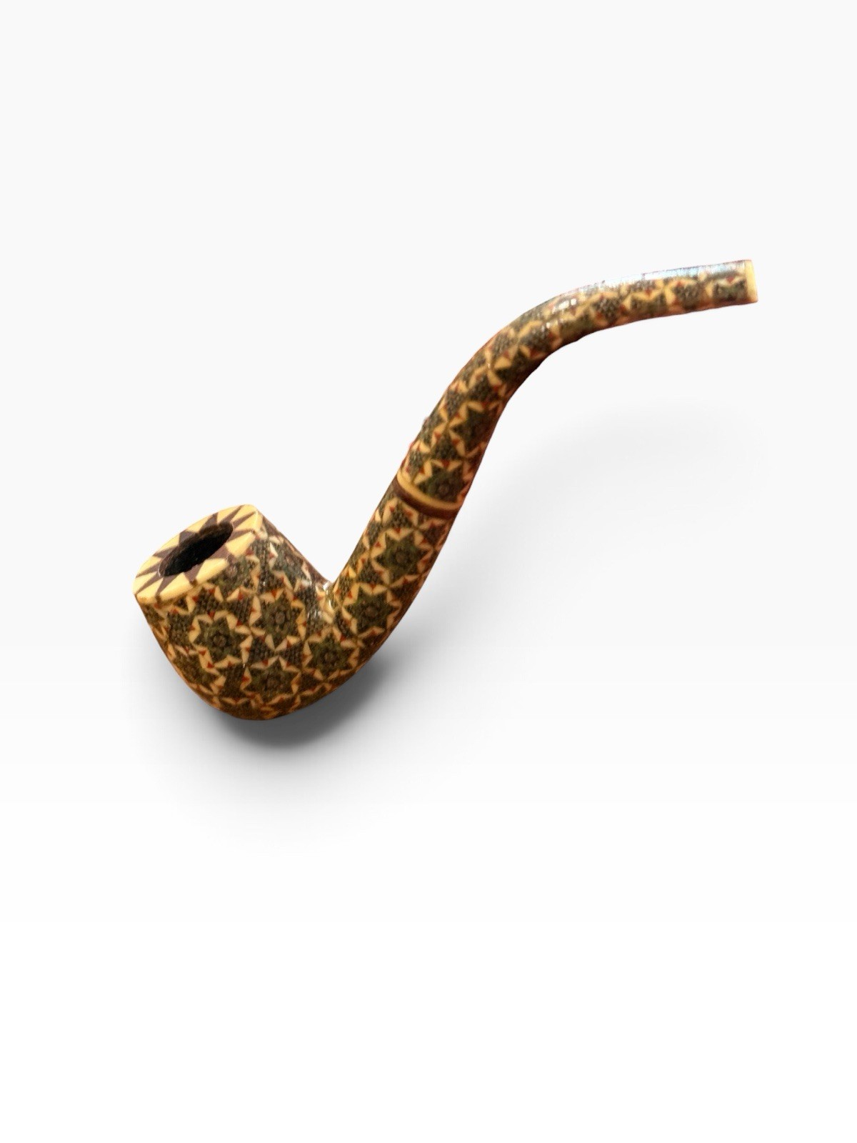 Vintage Inlay Persian Khatam Kari Tobacco Smoking Pipe Marquetry 5.5”