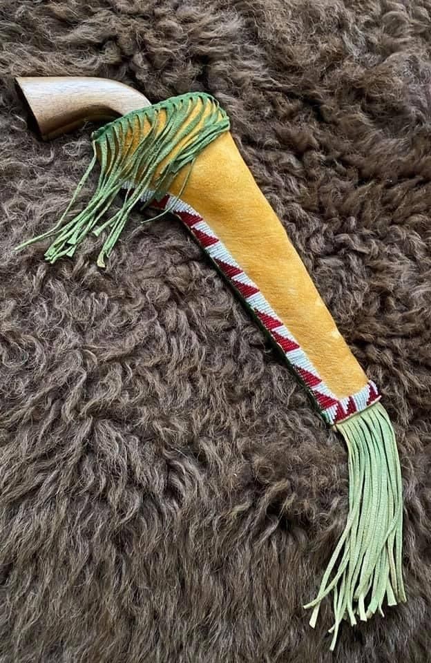 Indian Beaded Pistol Cover Native American Style Western Leather Gun Case