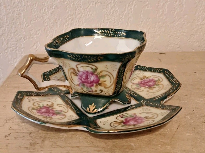 Vintage Royal Sealy Assymetrical China Tea Cup And  Saucer