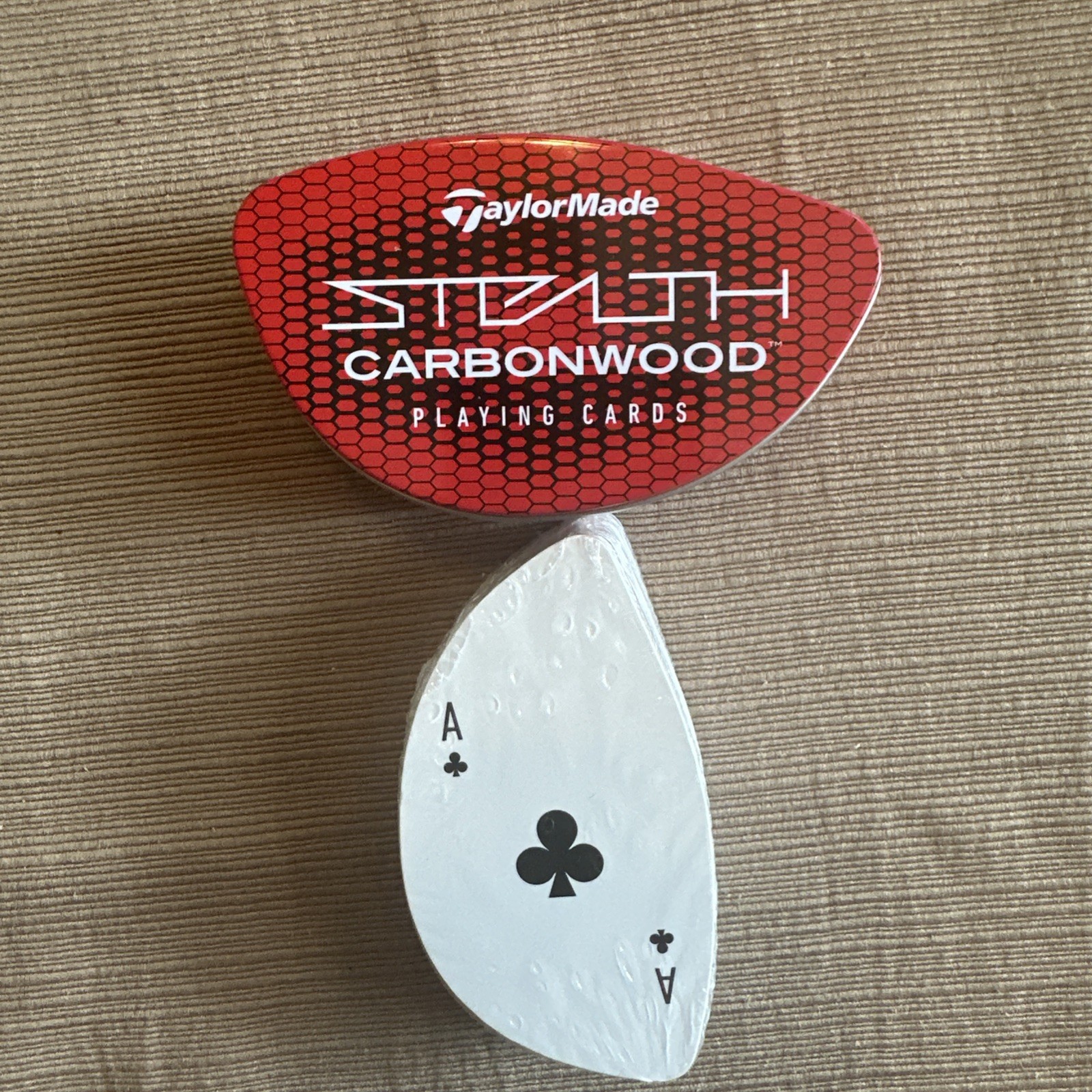 TAYLORMADE STEALTH CARBONWOOD PLAYING CARDS. ￼ New In Tin, Cards In Plastic.
