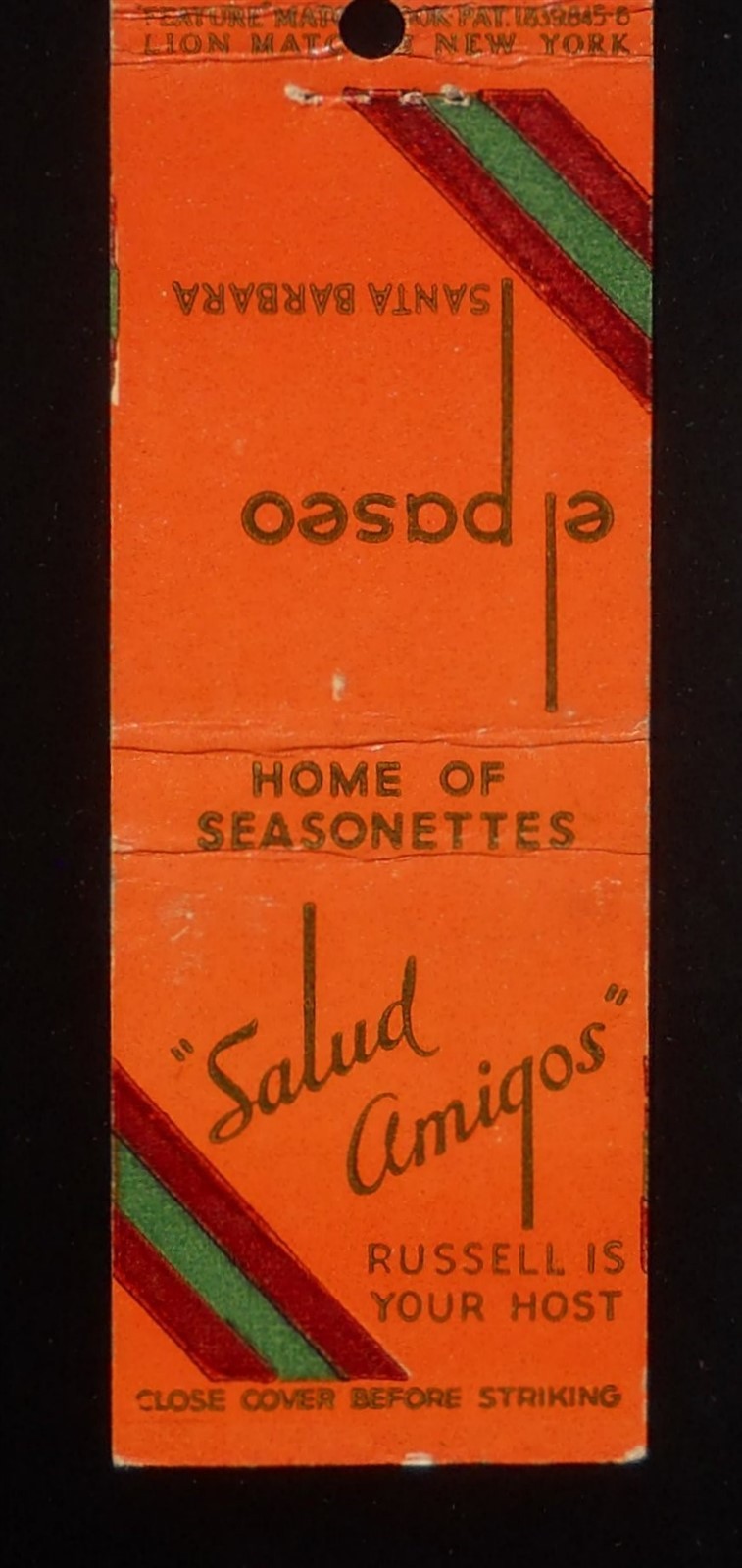 1940s Salud Amigos El Paseo Home of Seasonettes Russell Map Santa Barbara CA MB