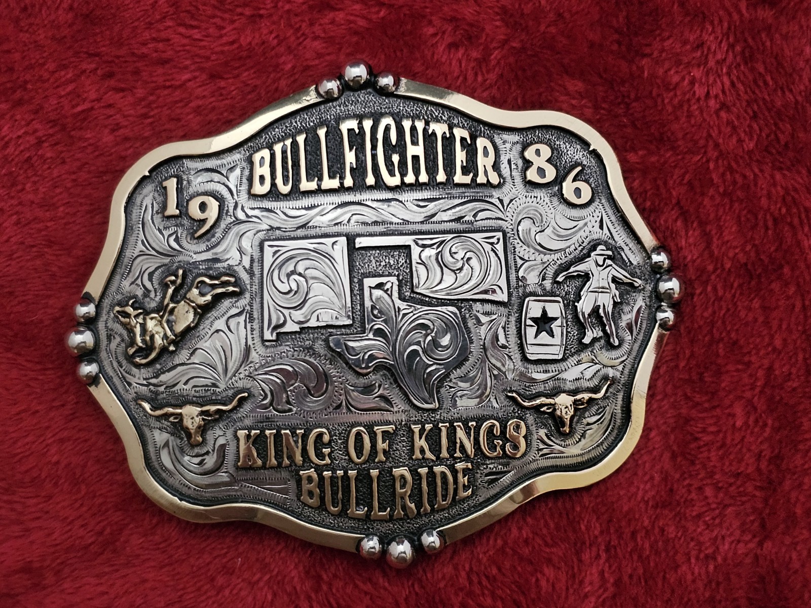 Bullfighting Superstar Rodeo Champion☆1986☆King Of Kings TROPHY BUCKLE☆☆122