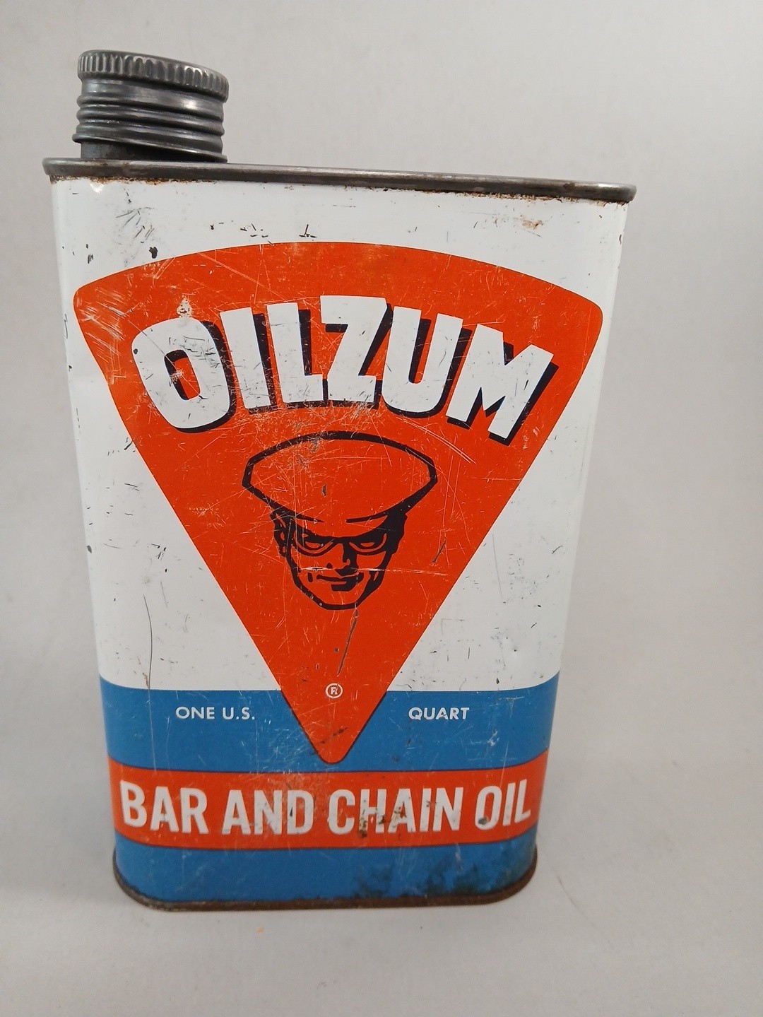 VINTAGE OILZUM BAR & CHAIN 1 qt. Oil Can 