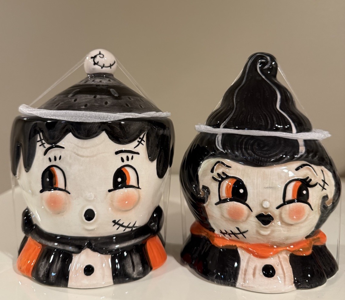 Johanna Parker Halloween Frankestein and Bride covered bowl set 2026 New Release