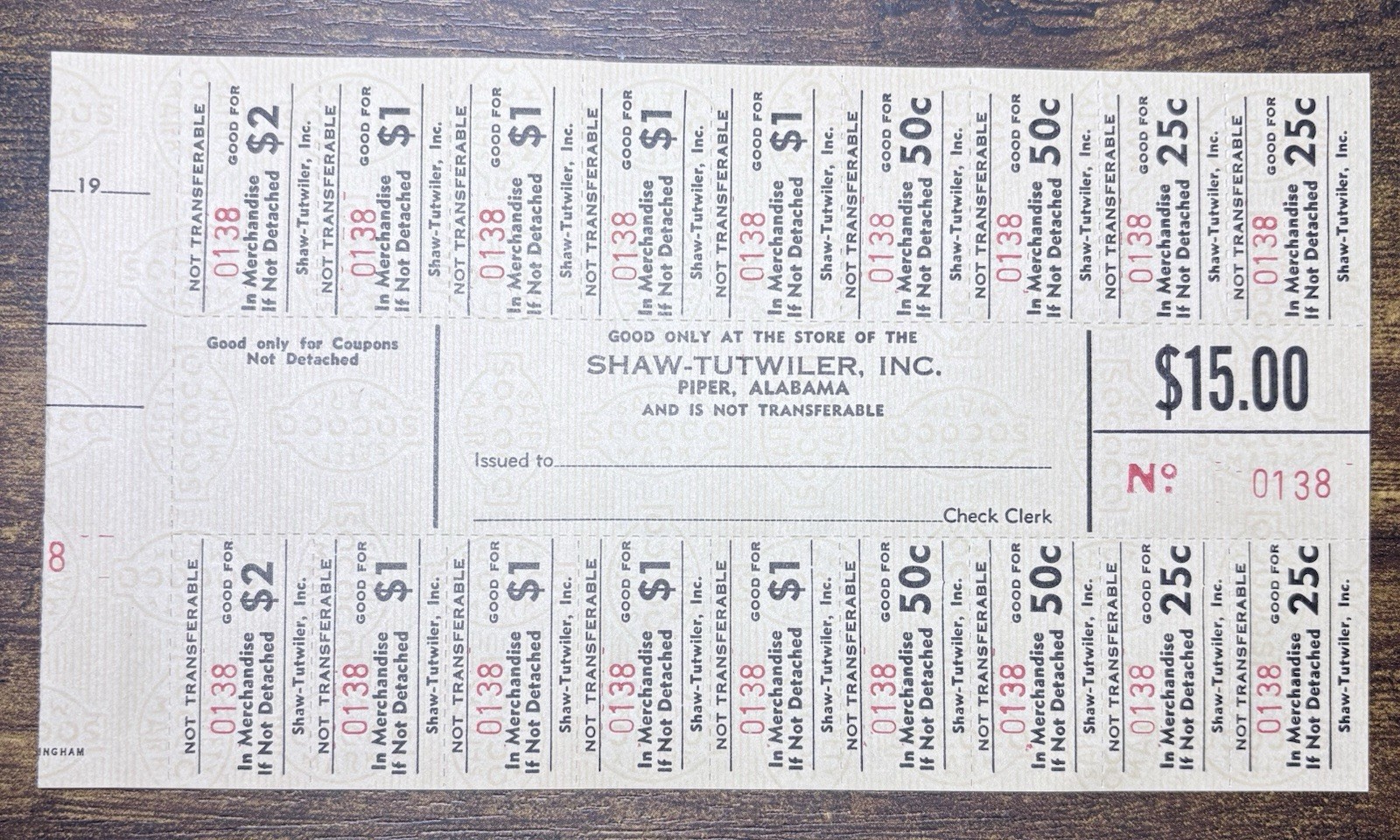 Vintage Store Coupon Book - Shaw-Tutwiler Inc. - Piper Alabama 1940s
