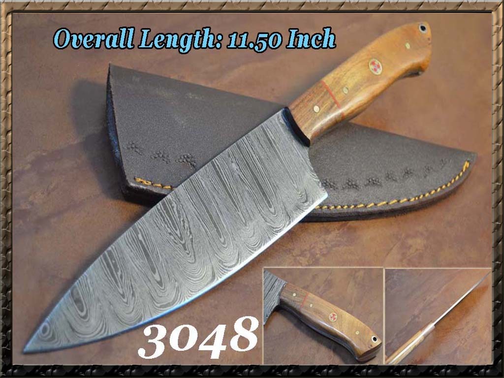 Custom Handmade Damascus Steel 11.5 Inch Chef Knife- Kitchen Knife ,Wood Handle