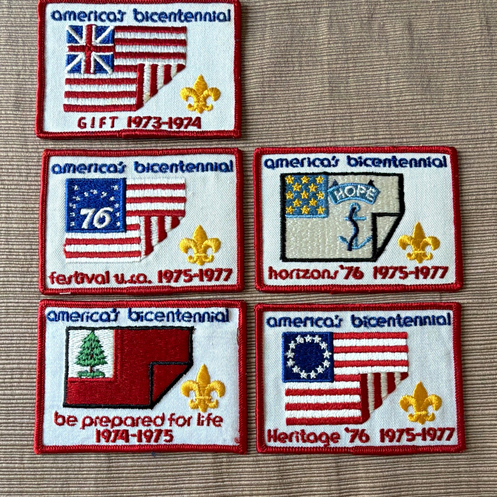 Boy Scouts Americas Bicentennial 1973-1977 Mixed Lot Patch Lot (5 pcs)
