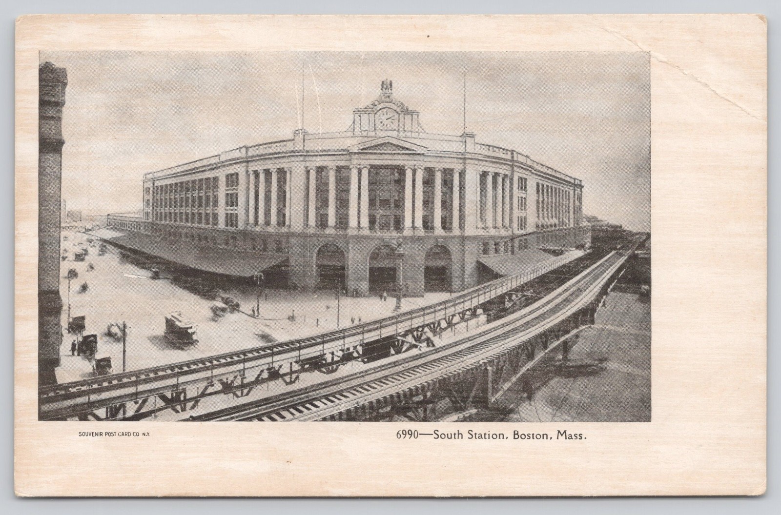 South Station Boston MA c1905 Elevated Railway Undivided Back Postcard