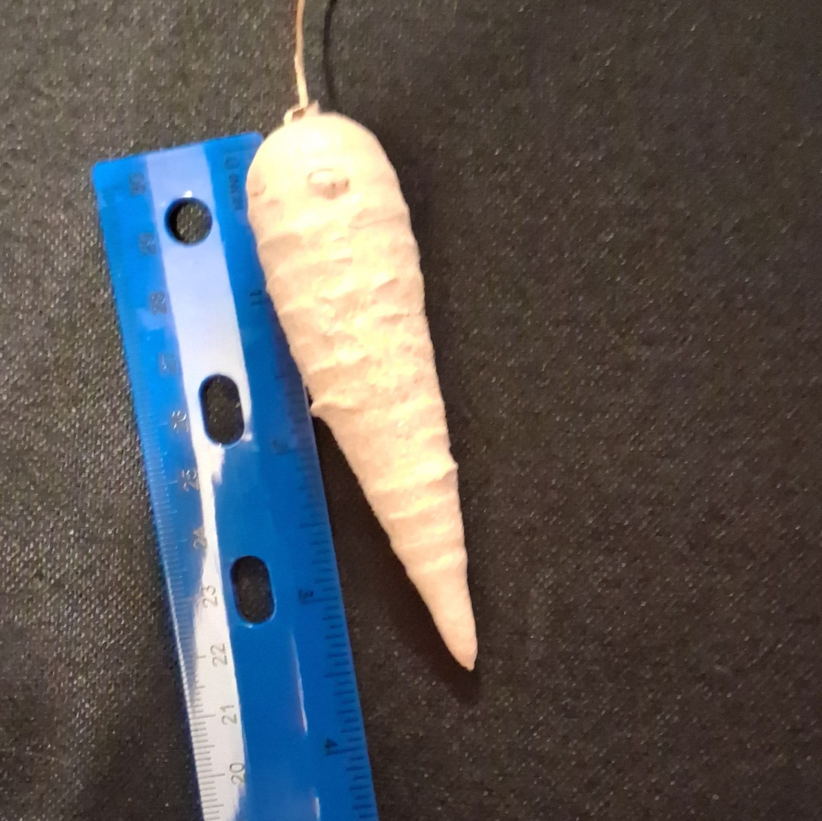Antique 1920sCotton Batting White Icicle Radish  Christmas Ornament Germany 3.75