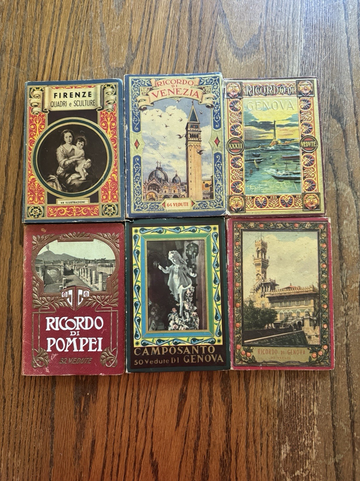 Vintage italy guide books Ricardo De Venice Genova Pompeii Pictures Lot Of 6