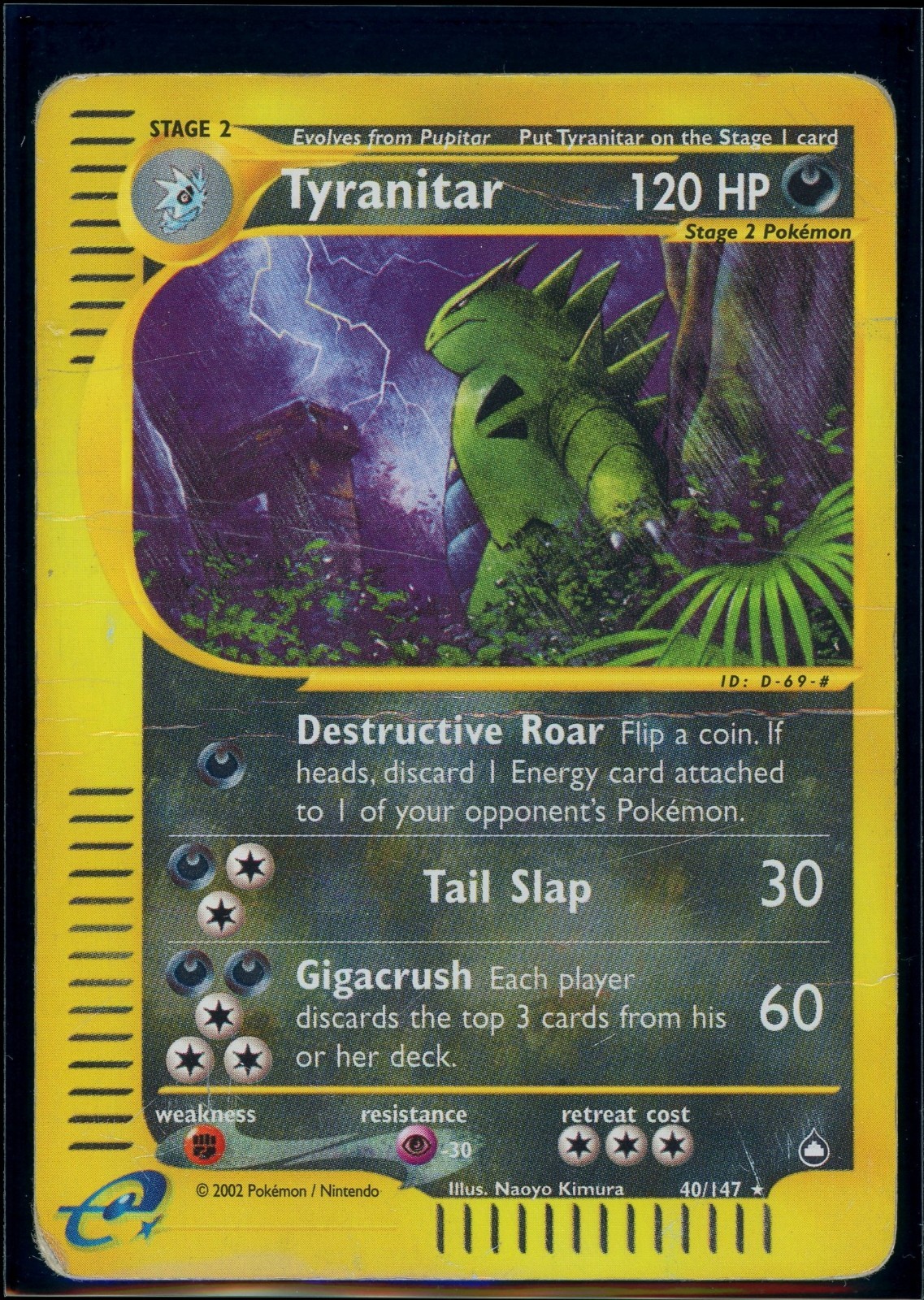 Pokemon AQUAPOLIS - #40/147 Tyranitar - Reverse Holo - ENG - Damaged