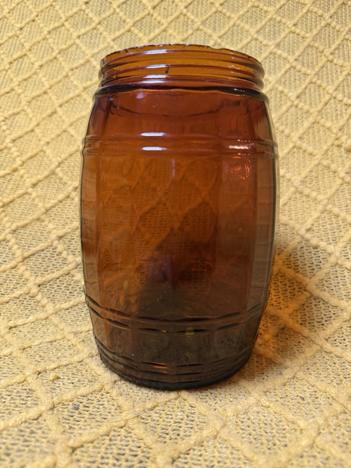 Antique 1882 Globe Tobacco Company Detroit Amber Glass Tobacco Jar 7”