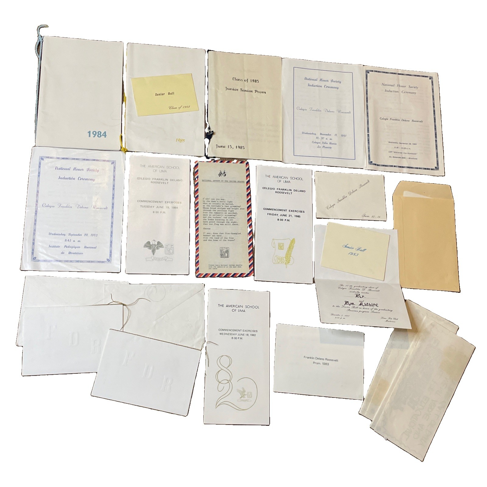 Vintage American School Lima Peru Ephemera Lot 1981-1985 Colegio Roosevelt Paper
