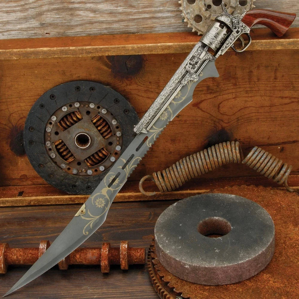 Steampunk Revolver Sword Handmade Fantasy Sword Replica Stainless Steel Cosplay
