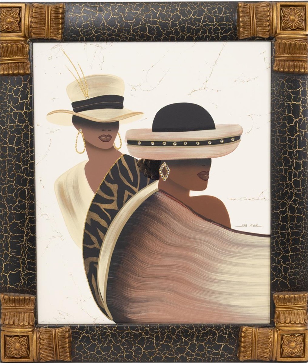 JUNE MARIE ORIGINAL OIL ON CANVAS TWO AFRICAN AMERICAN WOMAN & EARRINGS PAINTING