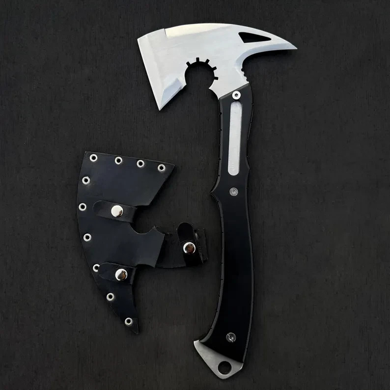 Handmade Resident Evil Requiem Axe Leon Kennedy Hatchet with Sheath gift For Him