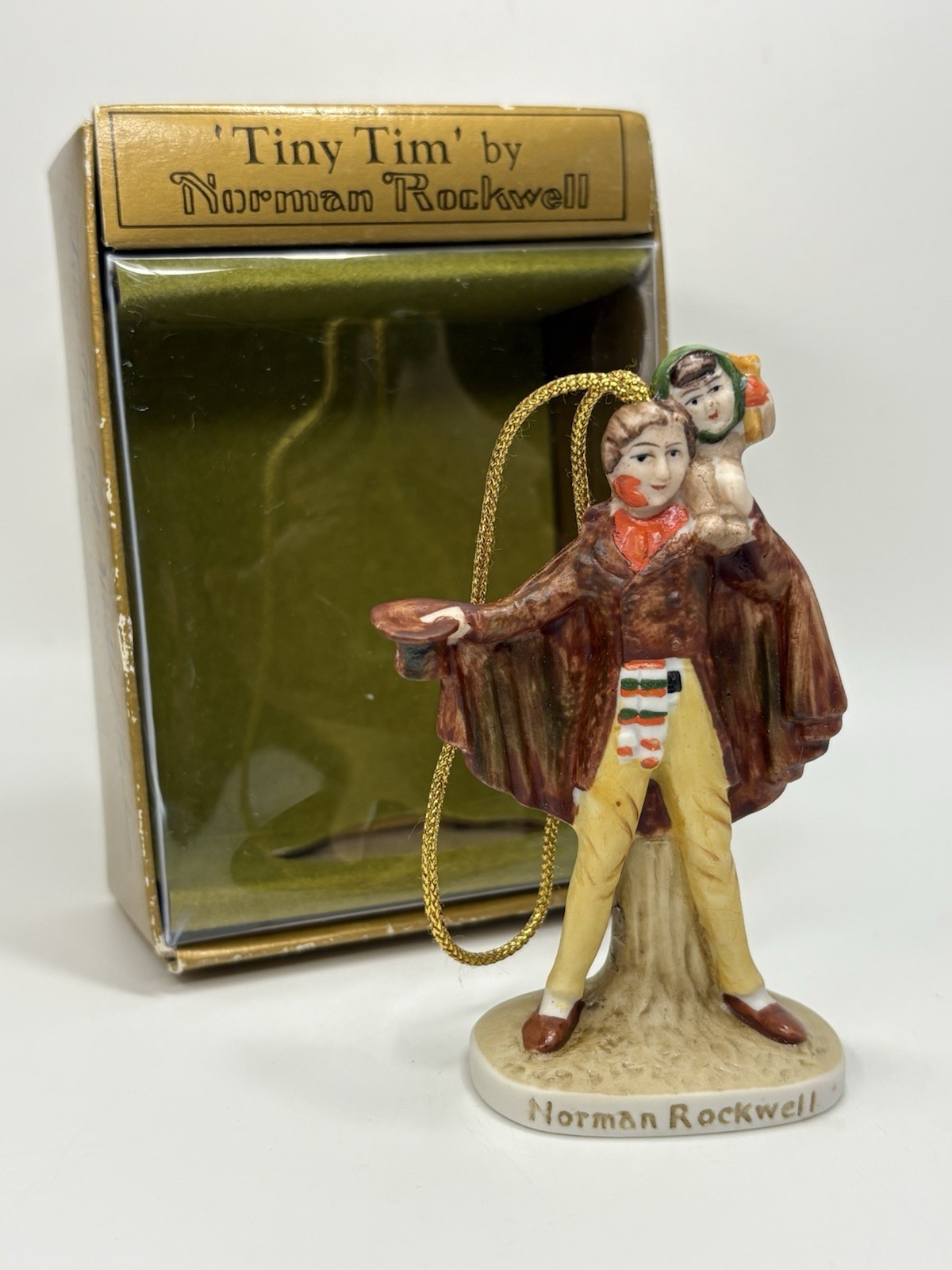 Vintage 1979 Tiny Tim Porcelain Ornament by Norman Rockwell with Box
