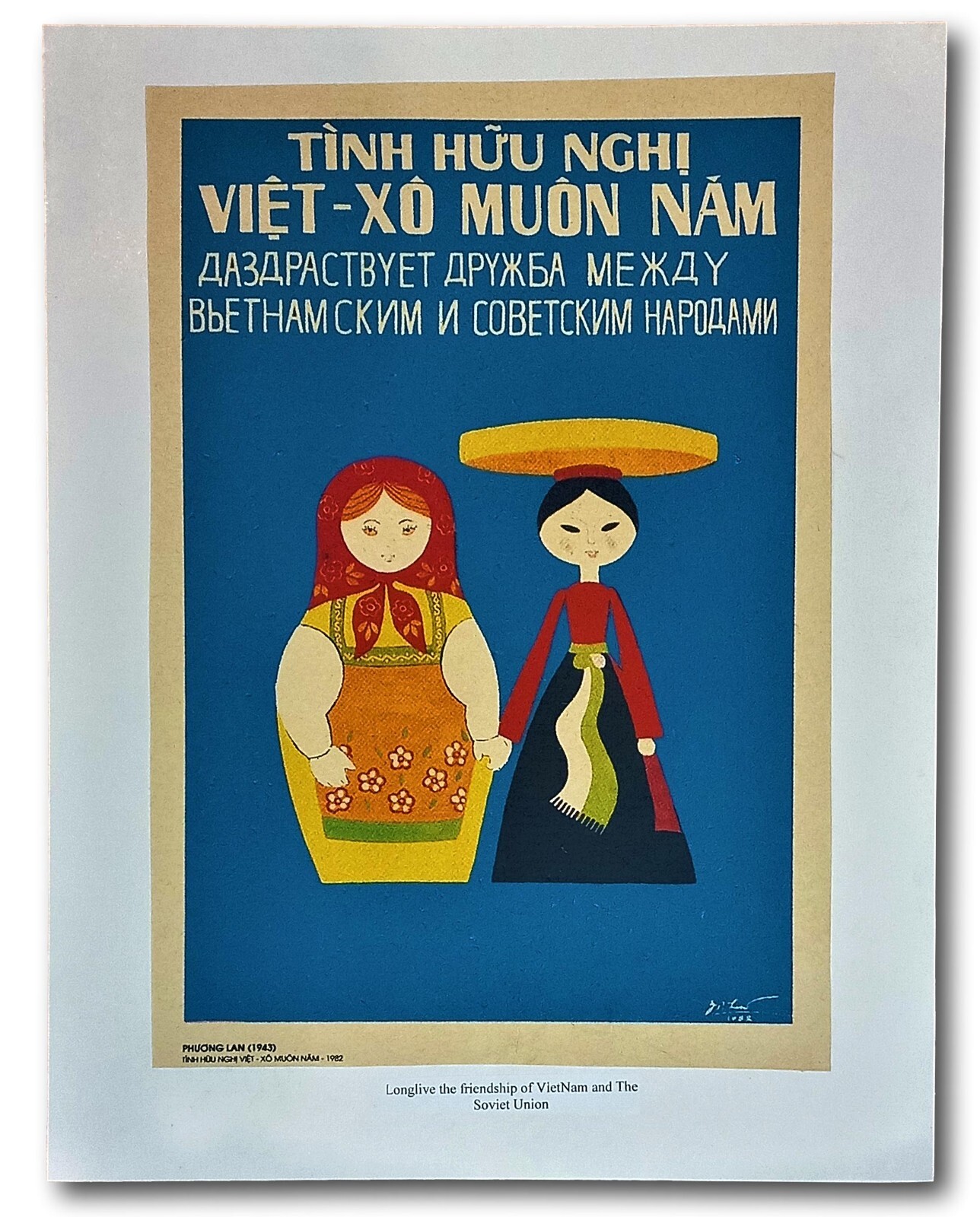 Vietnam War Poster Long Live The Friendship of Viet Nam and Russia Soviet Union