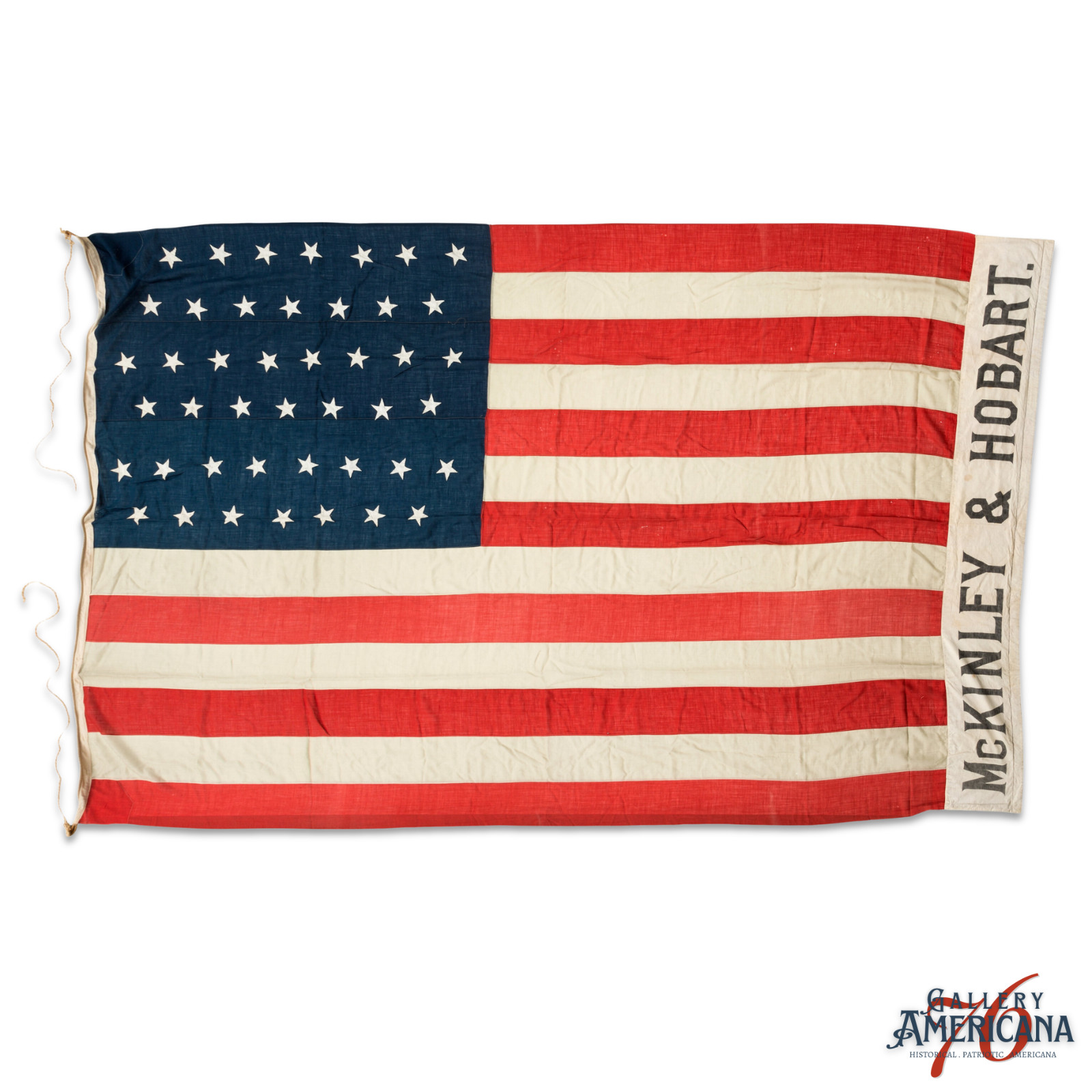 Huge 1896 McKinley & Hobart 44 Star Flag Presidential Campaign Street Banner