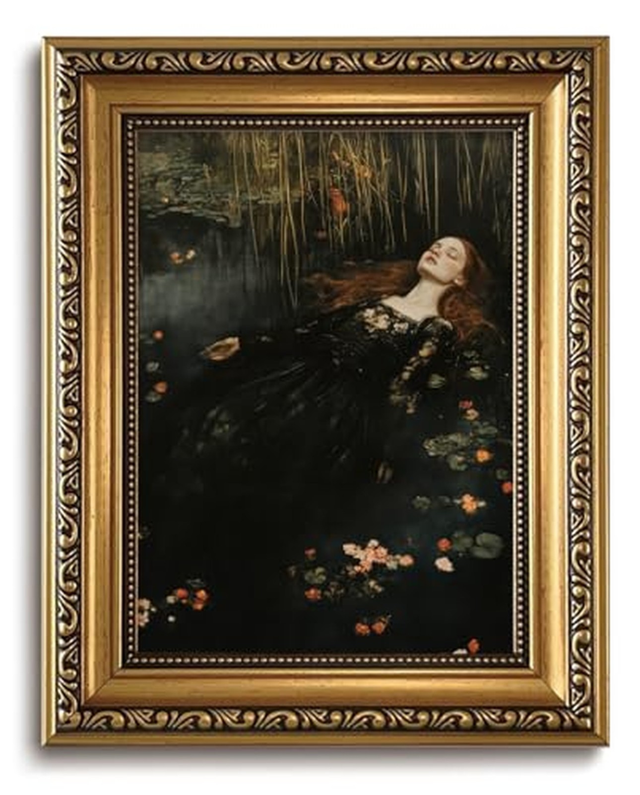 Vintage Gold Framed Ophelia Wall Art Dark Academia Canvas Art Prints