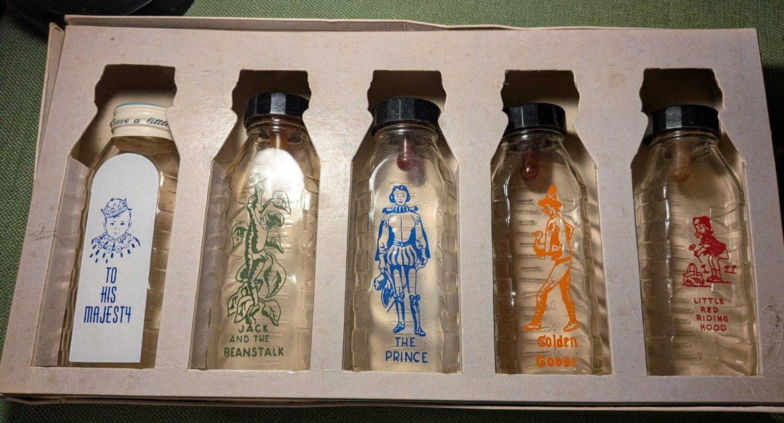 Vintage 1950s Samuel Challet's Dairies Baby Bottle Glass Gift Set - Original Pac