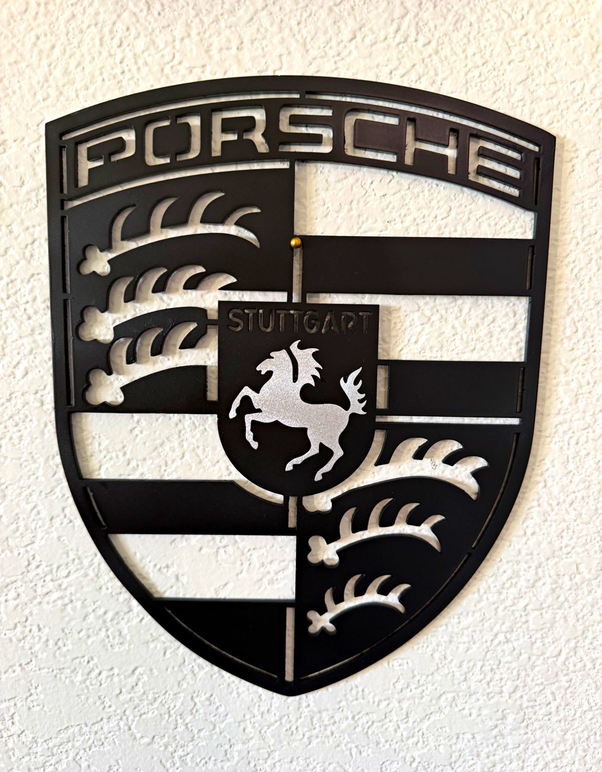 Porsche Stuttgart Crest Shield Metal Wall Sign, Wall Mounted