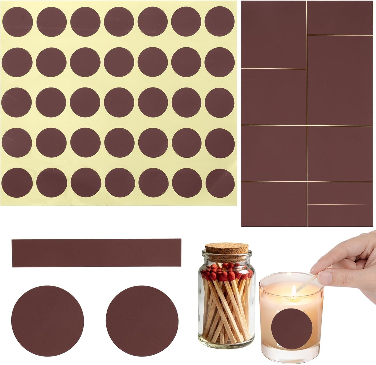 75 Match Striker Paper with,Adhesive Sticker for Candles Match Holder Box