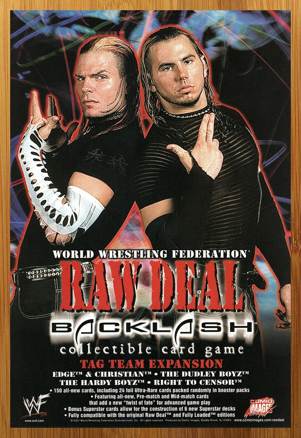 2001 WWF Raw Deal CCG Backlash Print Ad/Poster Hardy Boyz TCG Card Game Pop Art