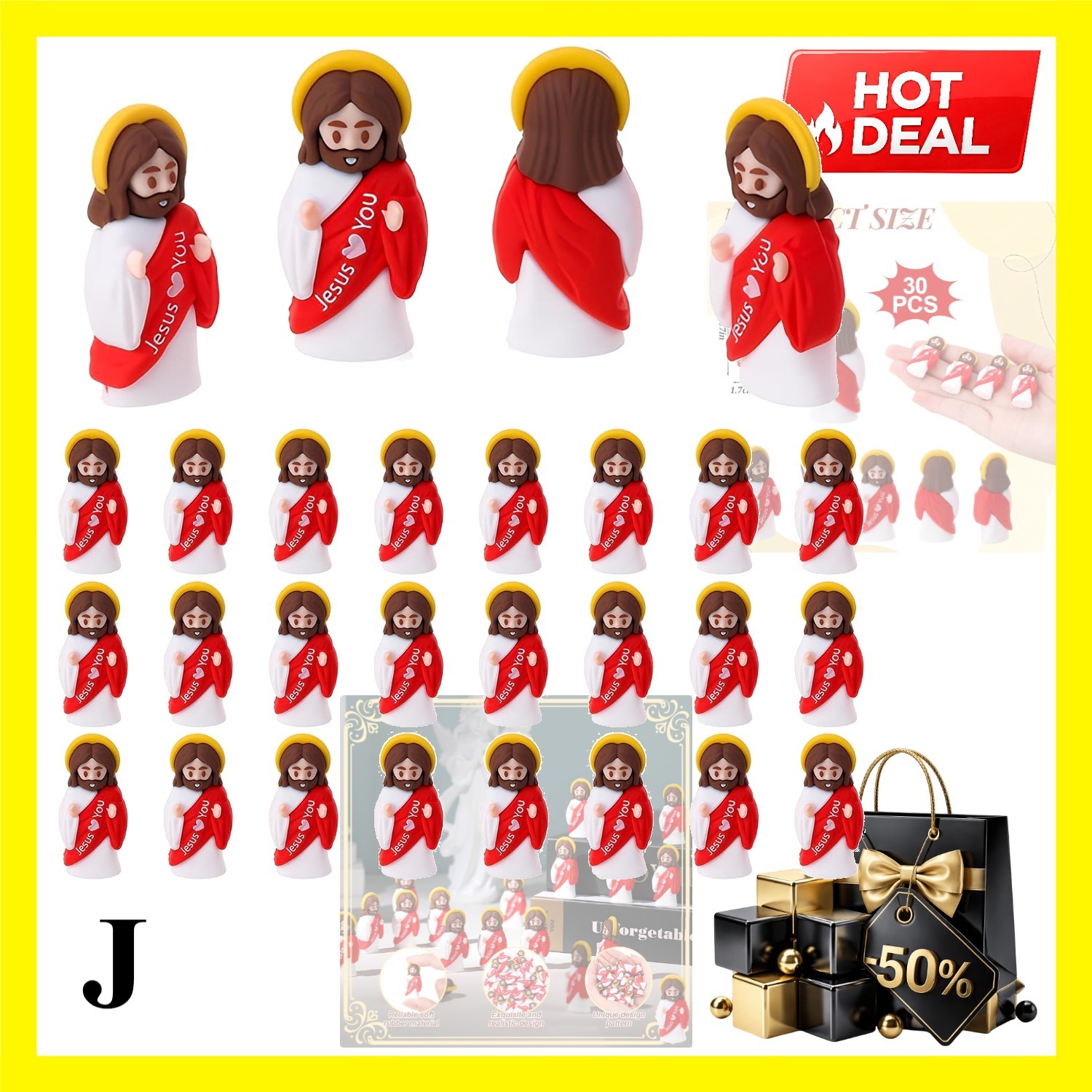 Red 30 Pcs Little Jesus Figures Jesus Love You Mini Jesus Figurines