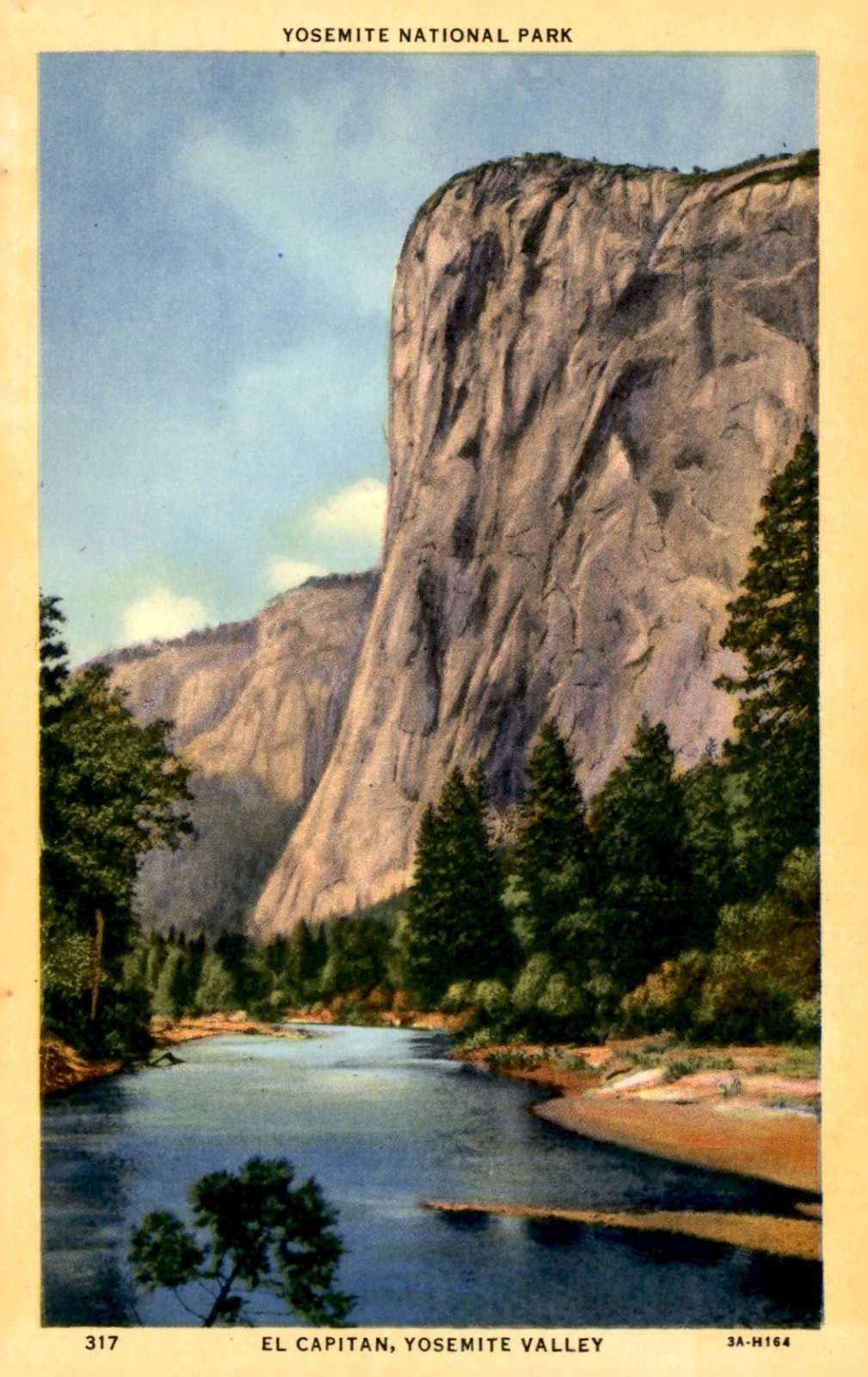 Vintage EL CAPITAN Yosemite National Park CA Linen Postcard C.T. Art-Colortone
