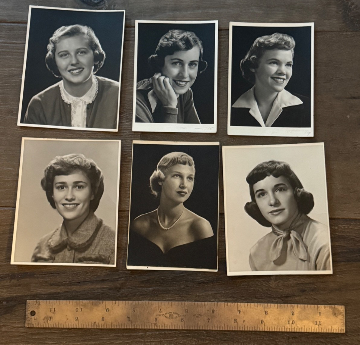 Lot of 6 VTG 1950's Black And White Midwest College Co-Ed Portrait Pictures