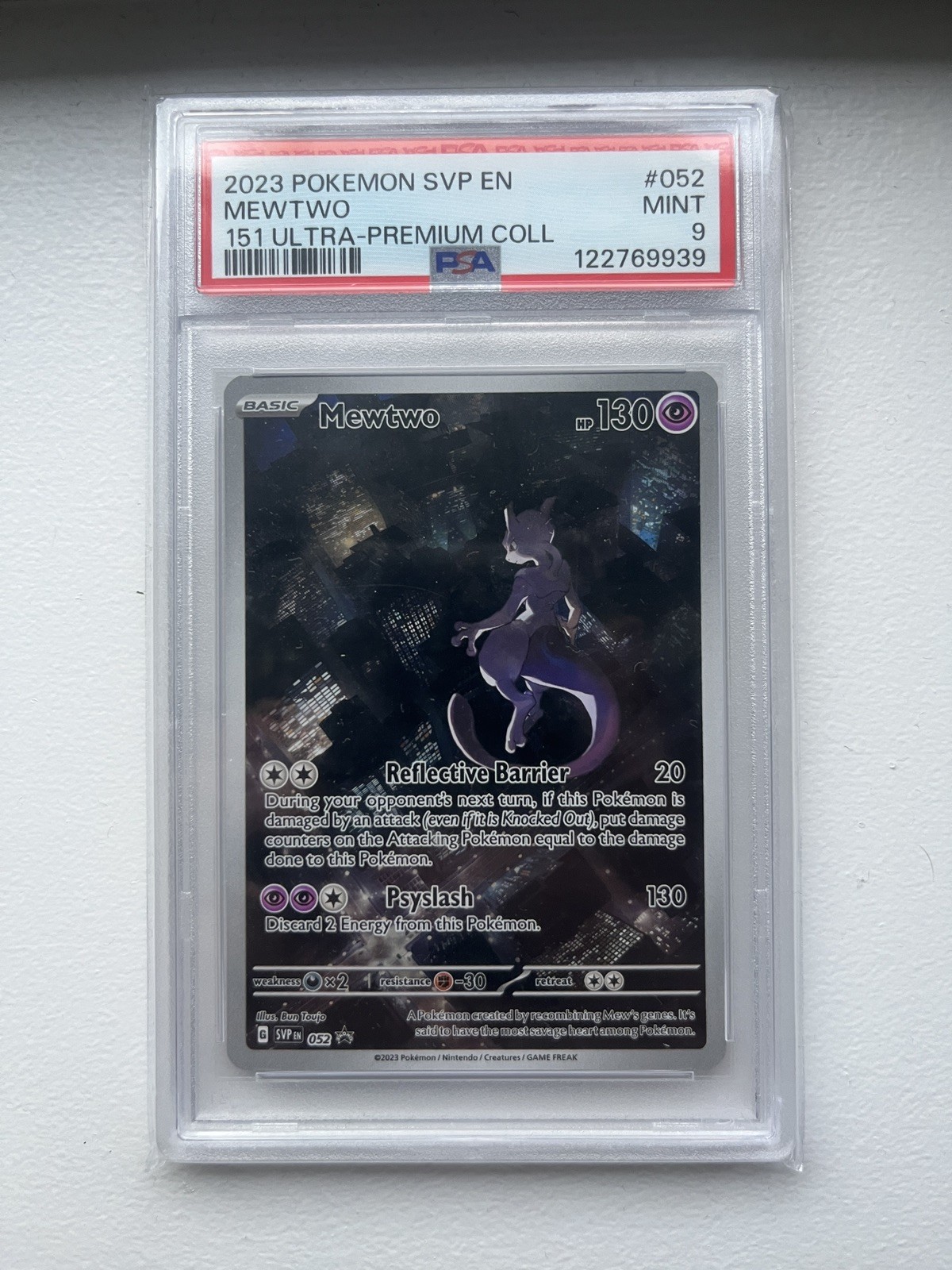 Pokémon TCG Mewtwo Illustration Rare SVP052 151 Black Star Promo Card PSA 9