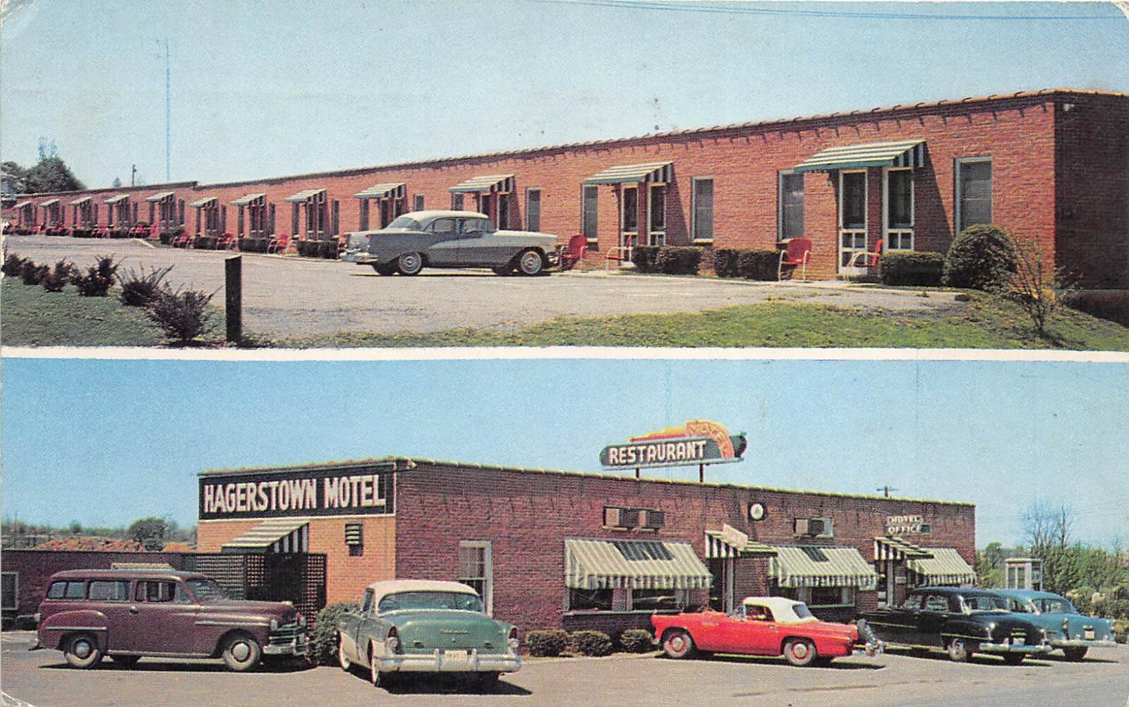 Hagerstown Maryland 1957 Postcard The Hagerstown Motel 