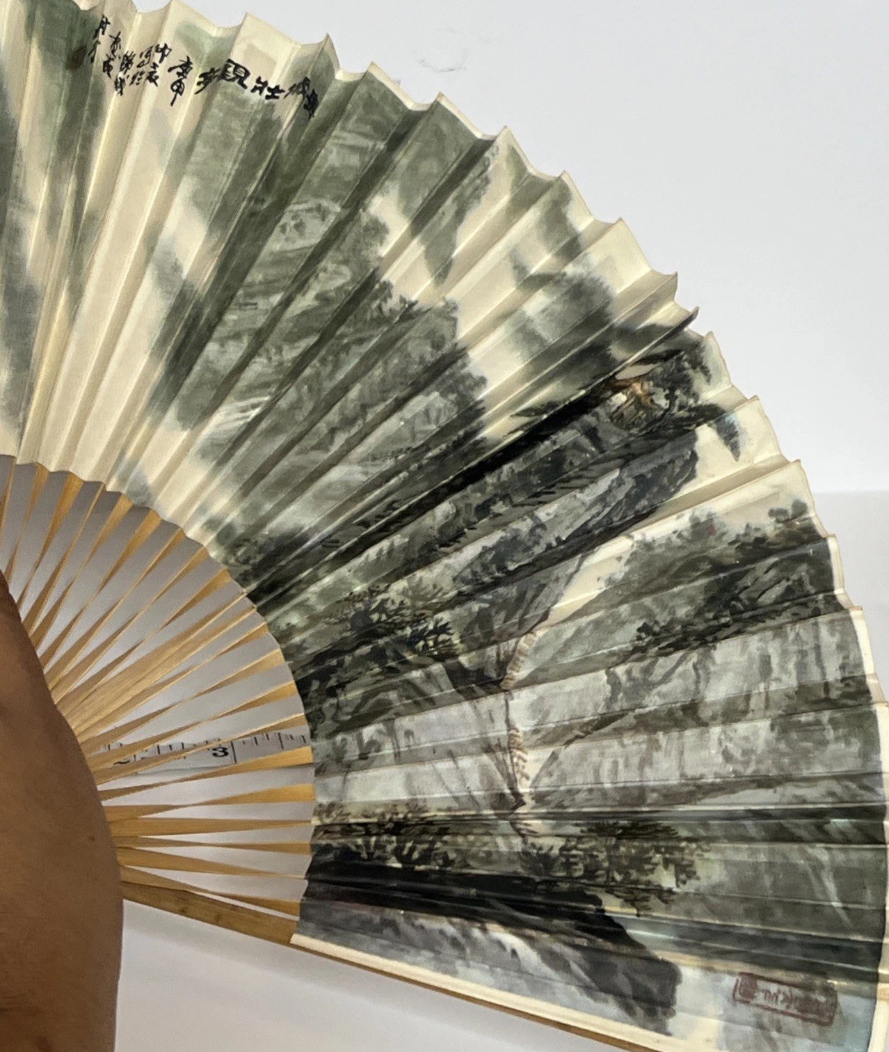 Vintage CAAC Civil Aviation Administration China Folding Hand Fan Landscape Art⁠