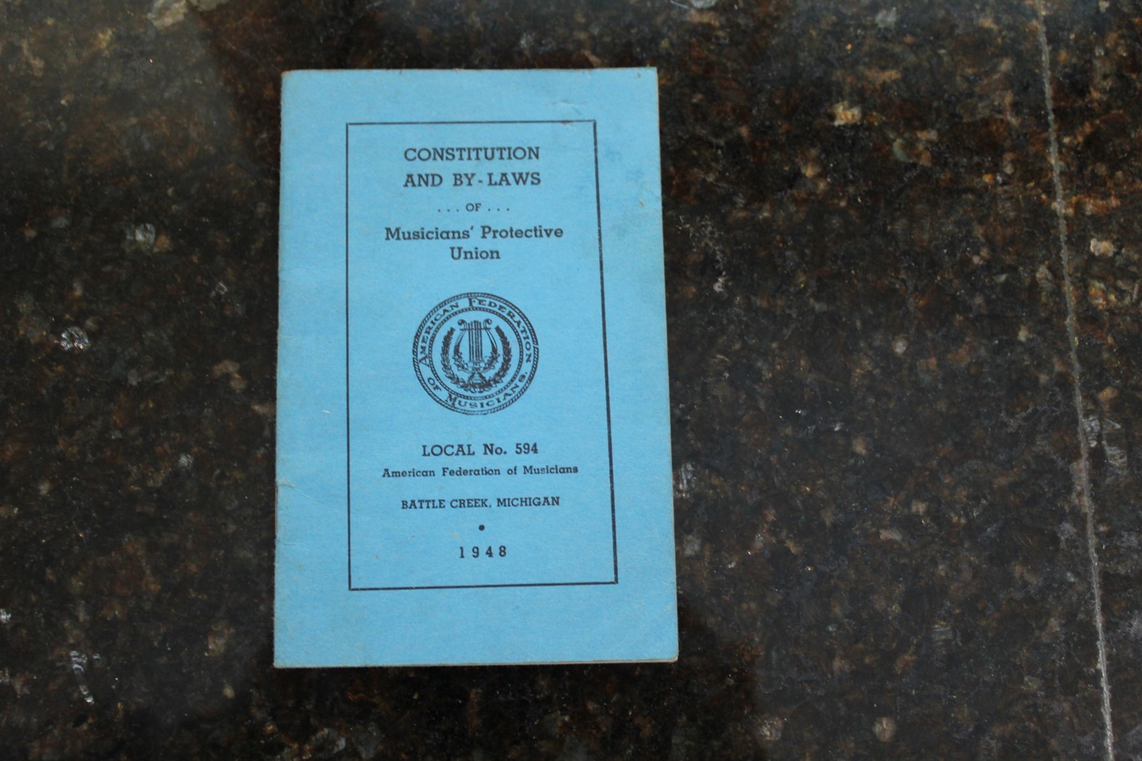 Vintage 1948 Constitution & By Laws Of Musicians Protective Union Local #594