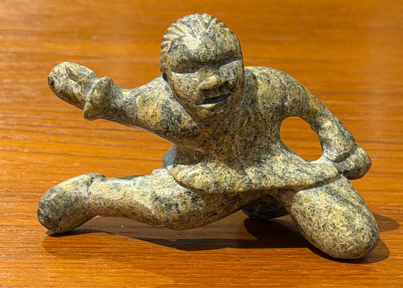 Vintage Inuit Eskimo Native Hand Carved Canada Kneeling Man Dancer or Hunter