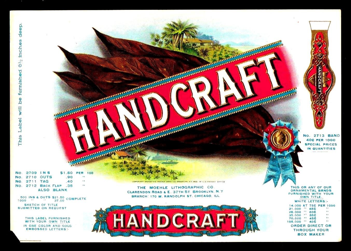 Handcraft - 100+ Years Old - Original Sample - EX RARE Cigar Box Label