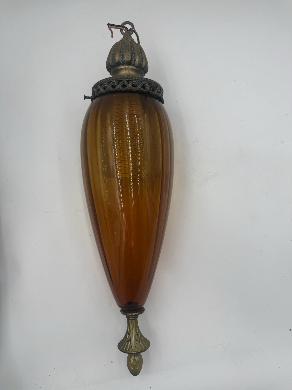 🌟🌟Vintage 60s-70s Amber Glass Globe Swag Hanging Light with 23”🌟🌟
