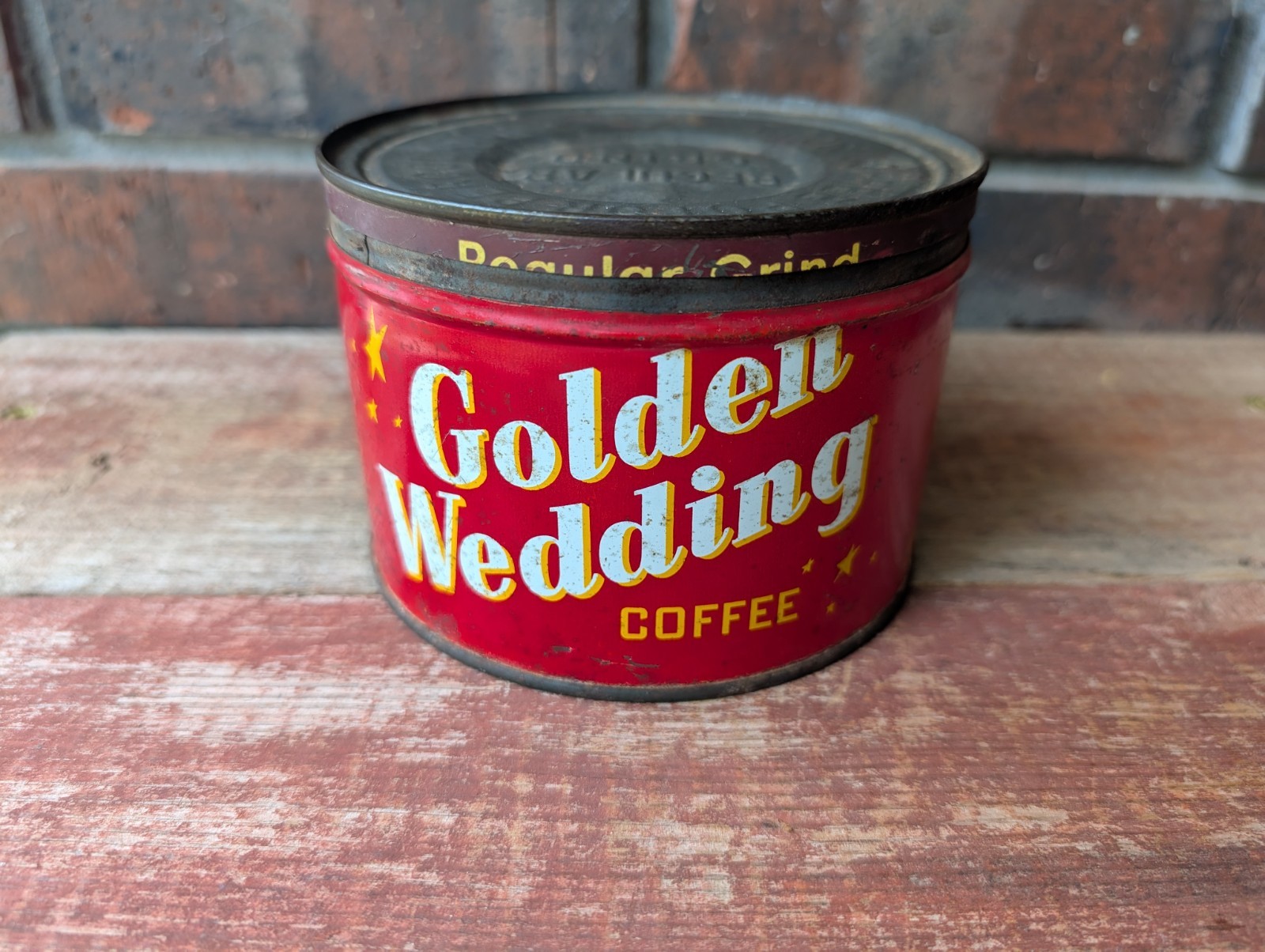 Vintage Golden Wedding 1lb Coffee Tin Kansas City, Mo.
