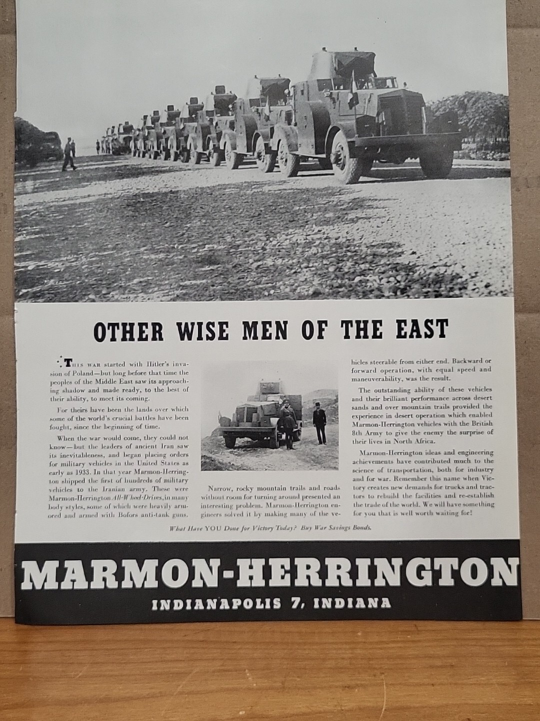 1943 Marmon-Herrington Fortune WW2 Print Ad Q3 All-Wheel Drive Military Vehicles
