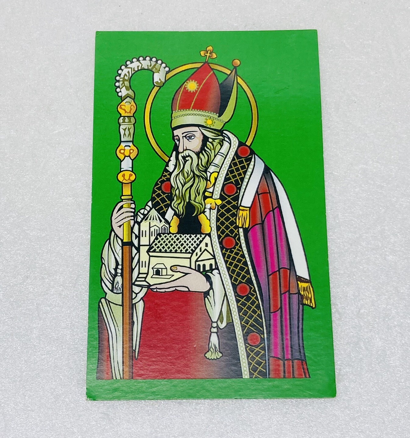 Vintage St. Finn Barr Parish Nicholas Praying Icon Art Card Bookmark P2