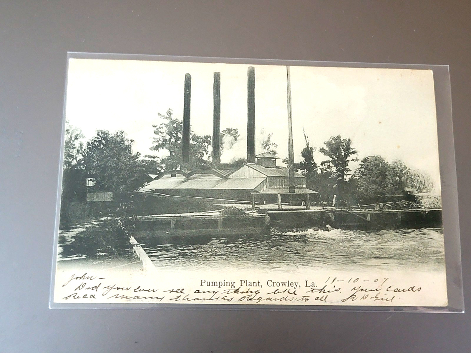 Pumping Plant Crowley Louisiana LA Undivided Back Postcard Posted 1907