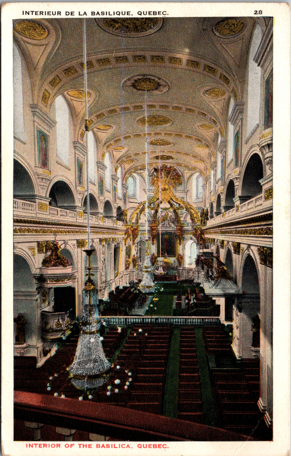 Interior Of The Basilica Quebec Canada Vintage Postcard