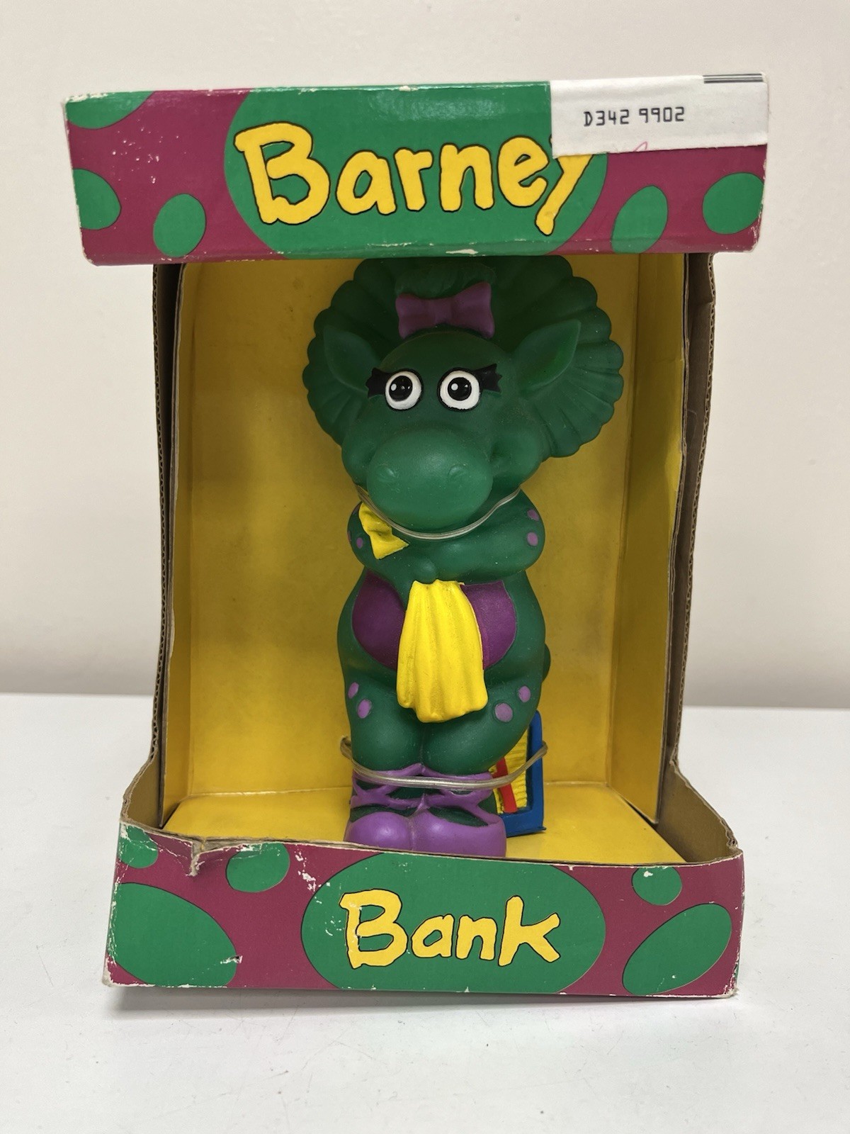 Vintage Barney Baby Bop Character Piggy Bank Bank New In Original Box NOS