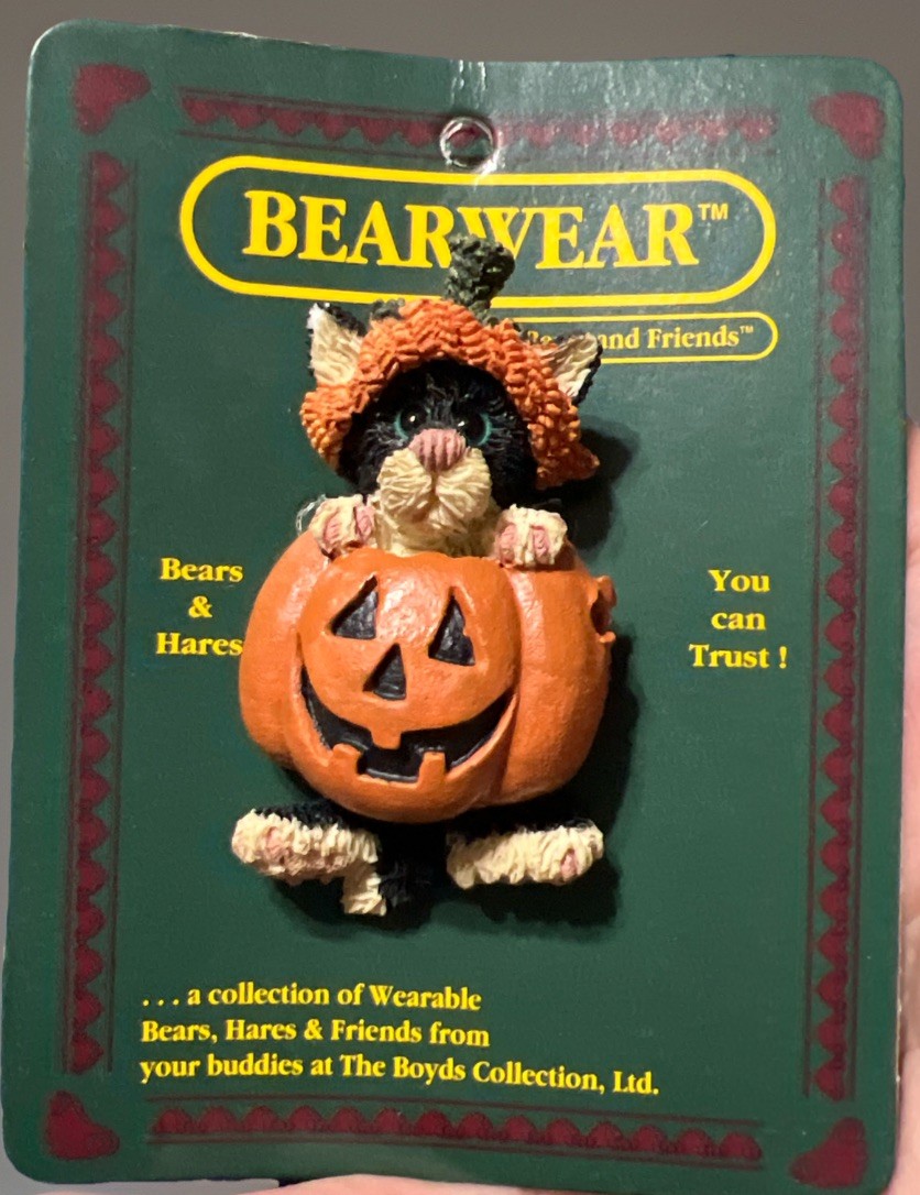 Halloween Boyds Bears BEARWEAR PUNKIN PUSS  BROOCH 1995 VTG