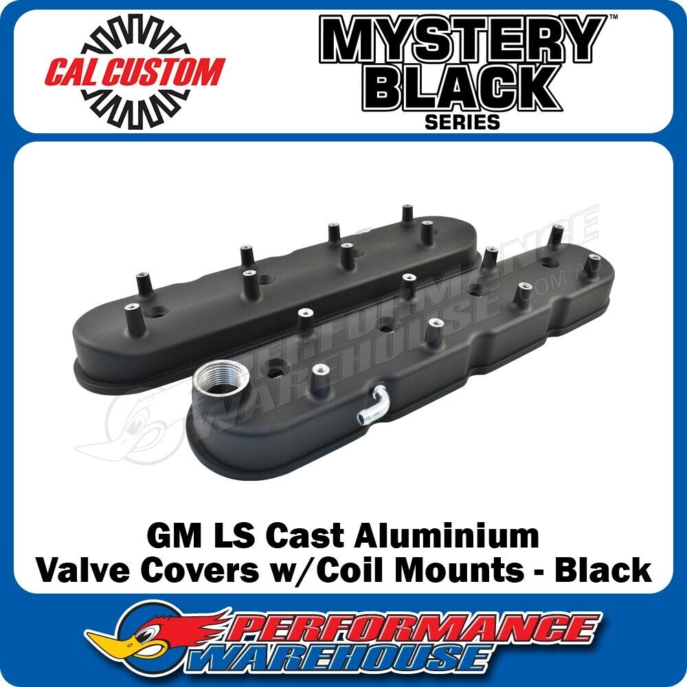 Black Cast Aluminium GM LS Valve Covers w/Coil Mounts Chev Holden LS2 LS3 LS7