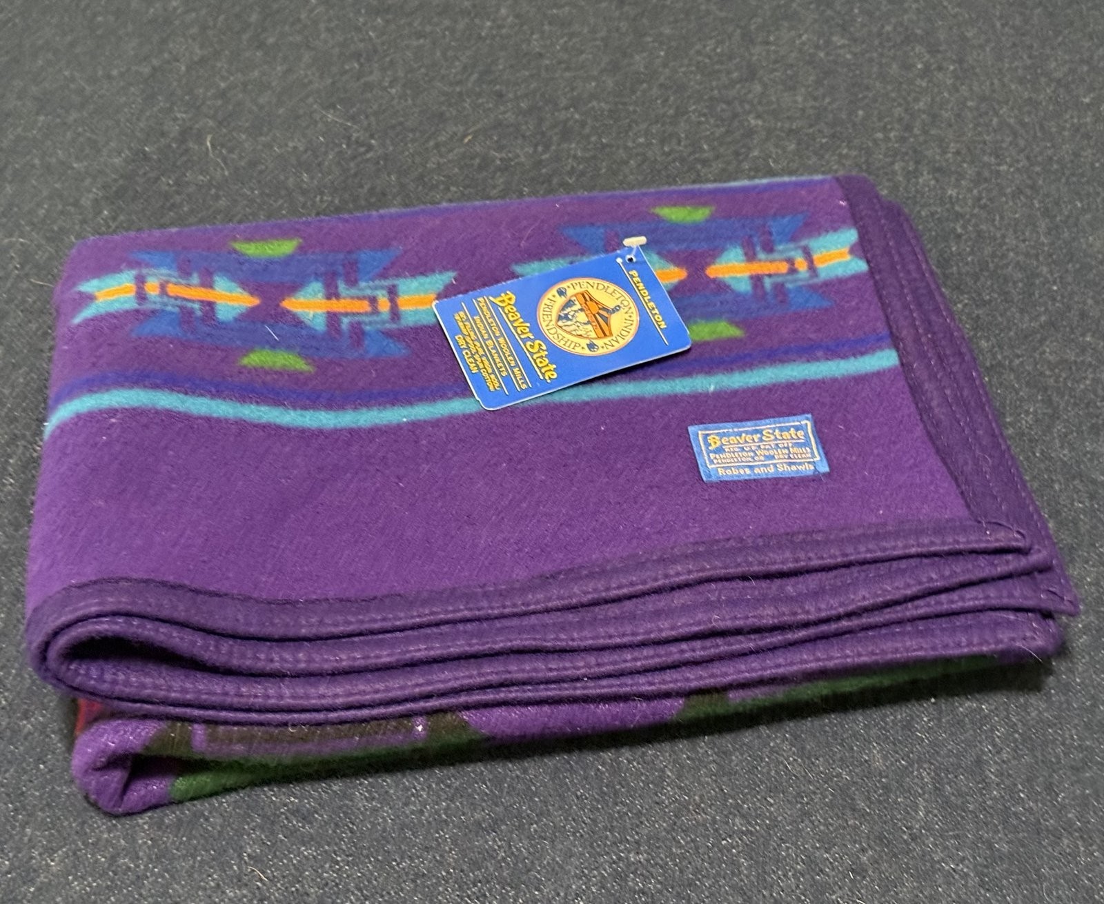 NWT Vintage Pendleton Beaver State Muchacho Robe Baby Blanket 32x44 Purple Wool
